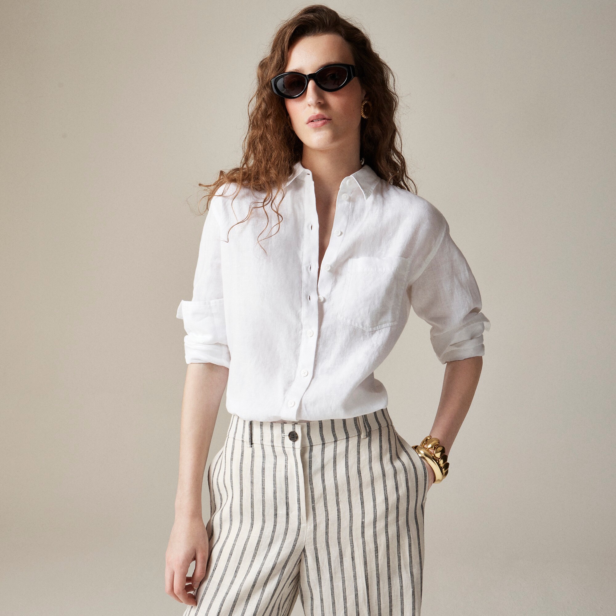 womens Gar&ccedil;on classic shirt in Baird McNutt Irish linen