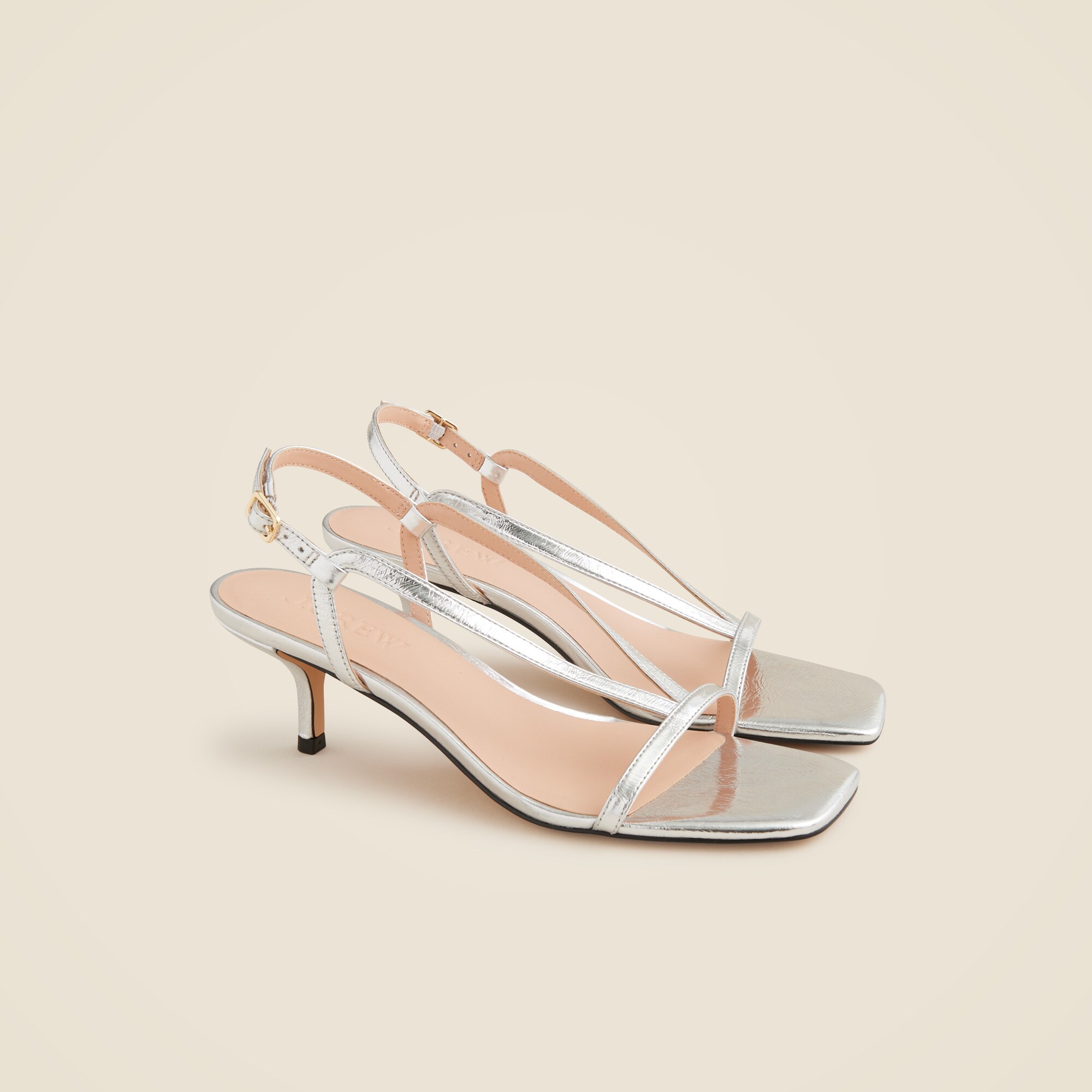 womens Krista slingback kitten-heel sandals in metallic leather